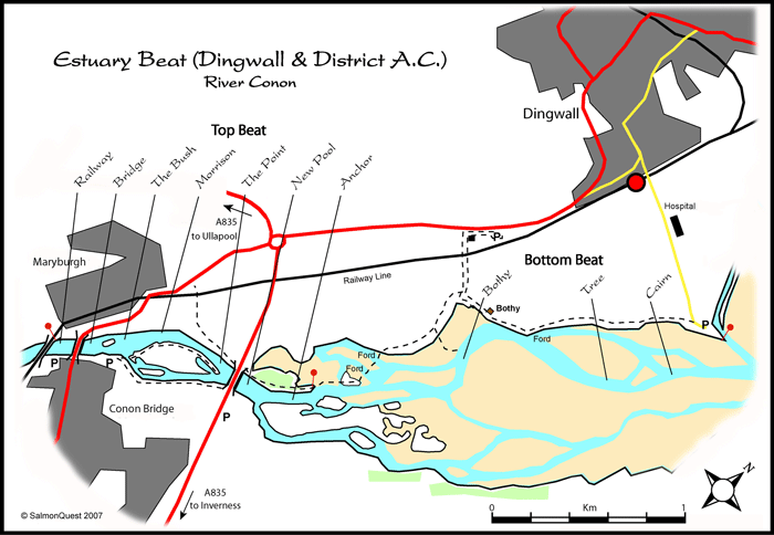 salmon fishing on the river conon, map of dingwall & district angling club fishings